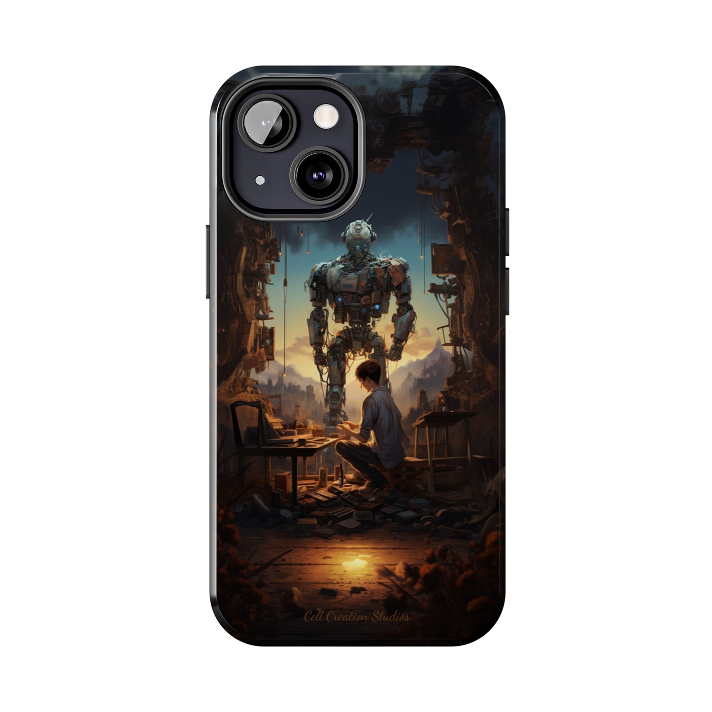 Introducing the "Mechanical Bond" Cell Phone Case – Witness a Captivating Moment of Giant Robot and Boy -Tough Phone Cases