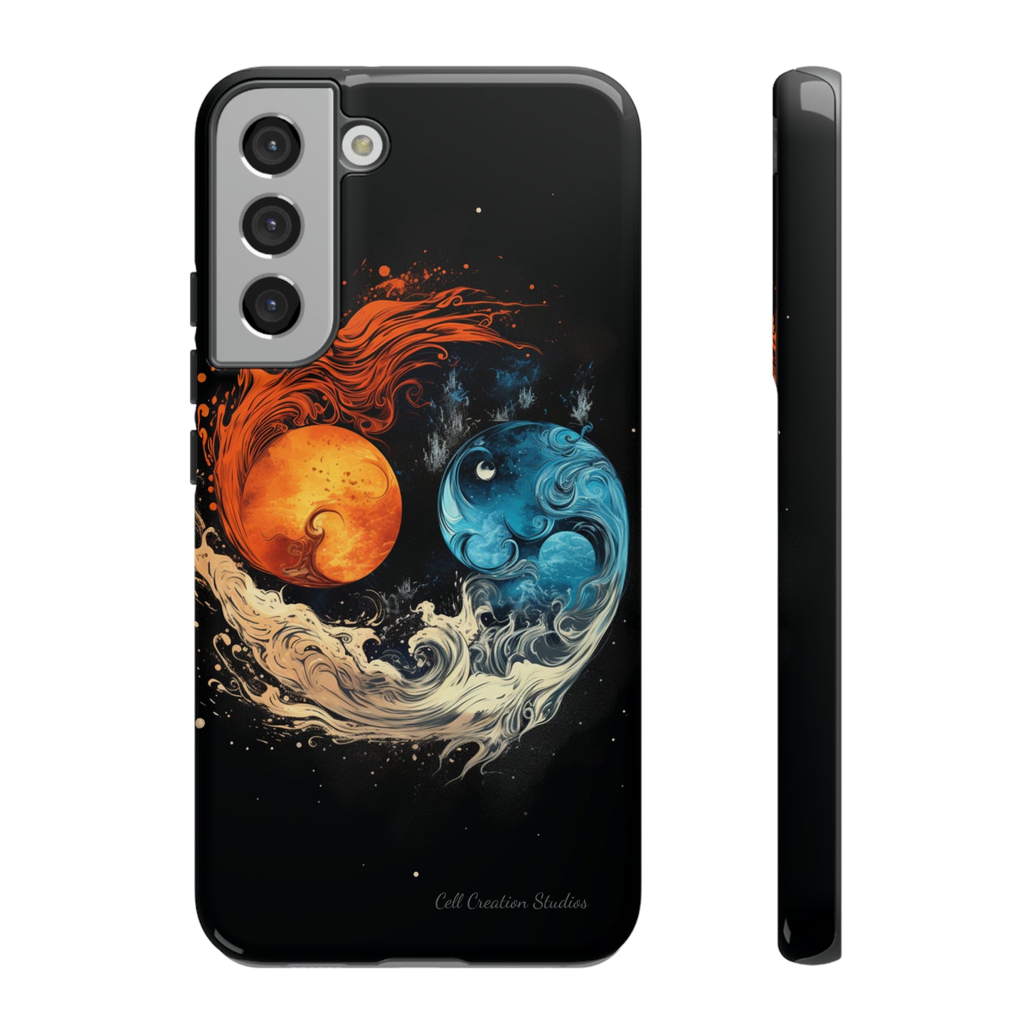 "Harmony in Contrast: Orange and Blue Yin and Yang" Phone Case -Tough Cases