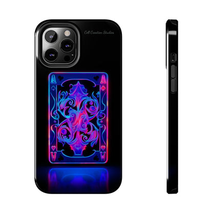 Introducing the "Neon Ace of Hearts" Cell Phone Case – Elevate Your Style with a Dazzling Card -Tough Phone Cases