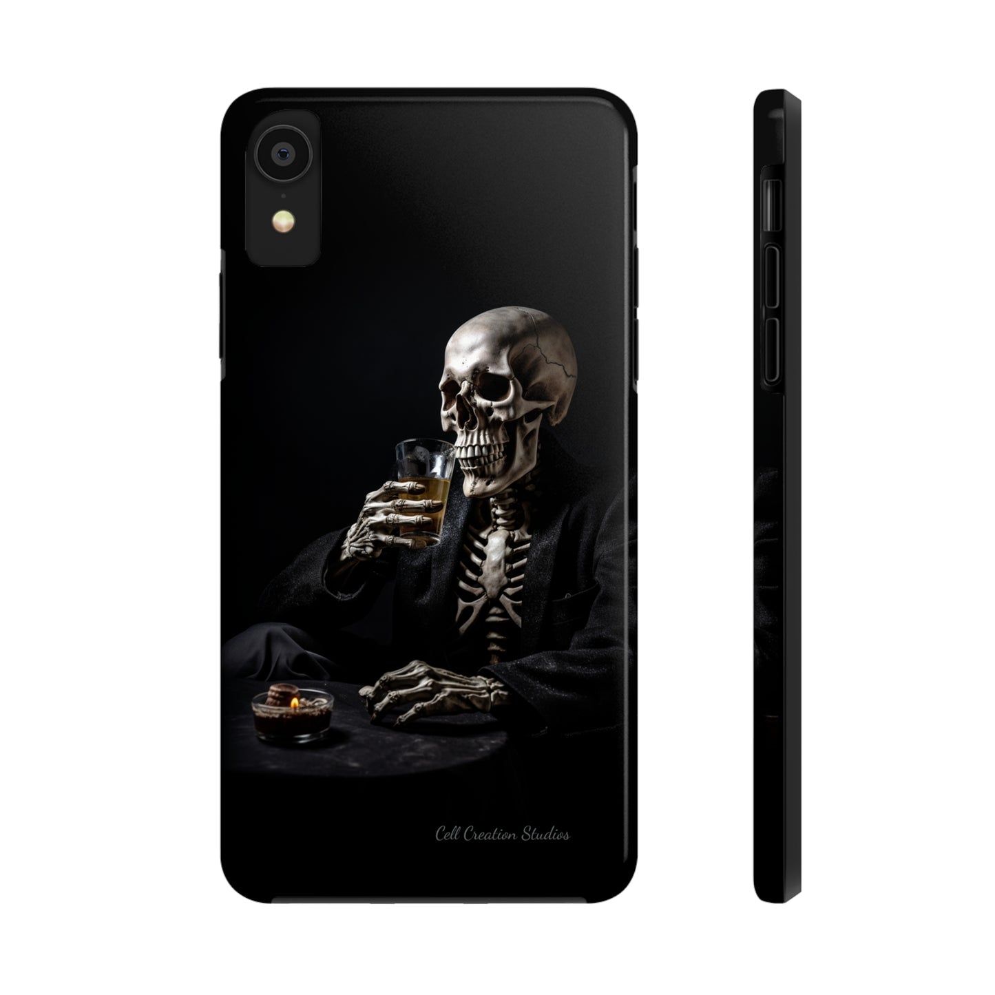 "Embrace the Dark Side with Our Skeleton Drinking Phone Case" -Tough Phone Cases