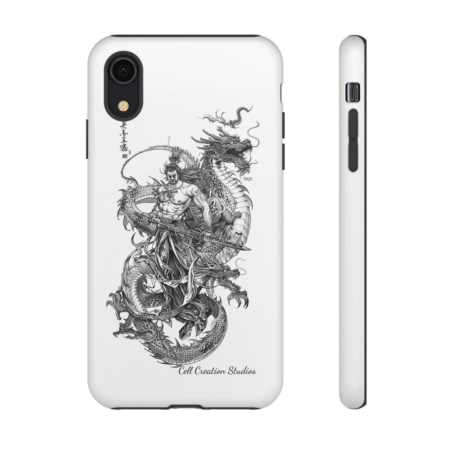 "Samurai and Dragon Sketch" -Tough iPhone Cases