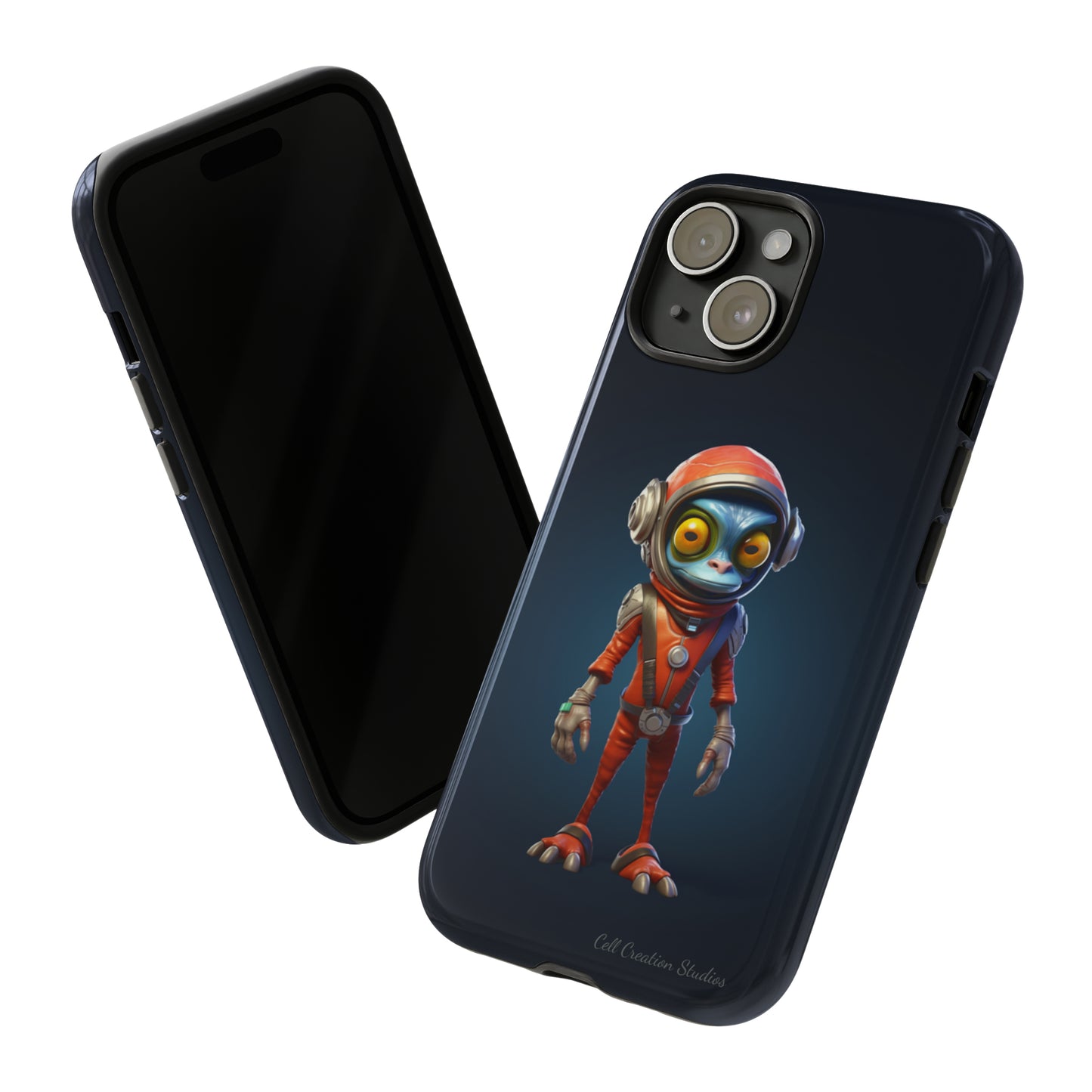 The "AstroGuard" Animated Blue Alien Astronaut Phone Case -Tough Cases