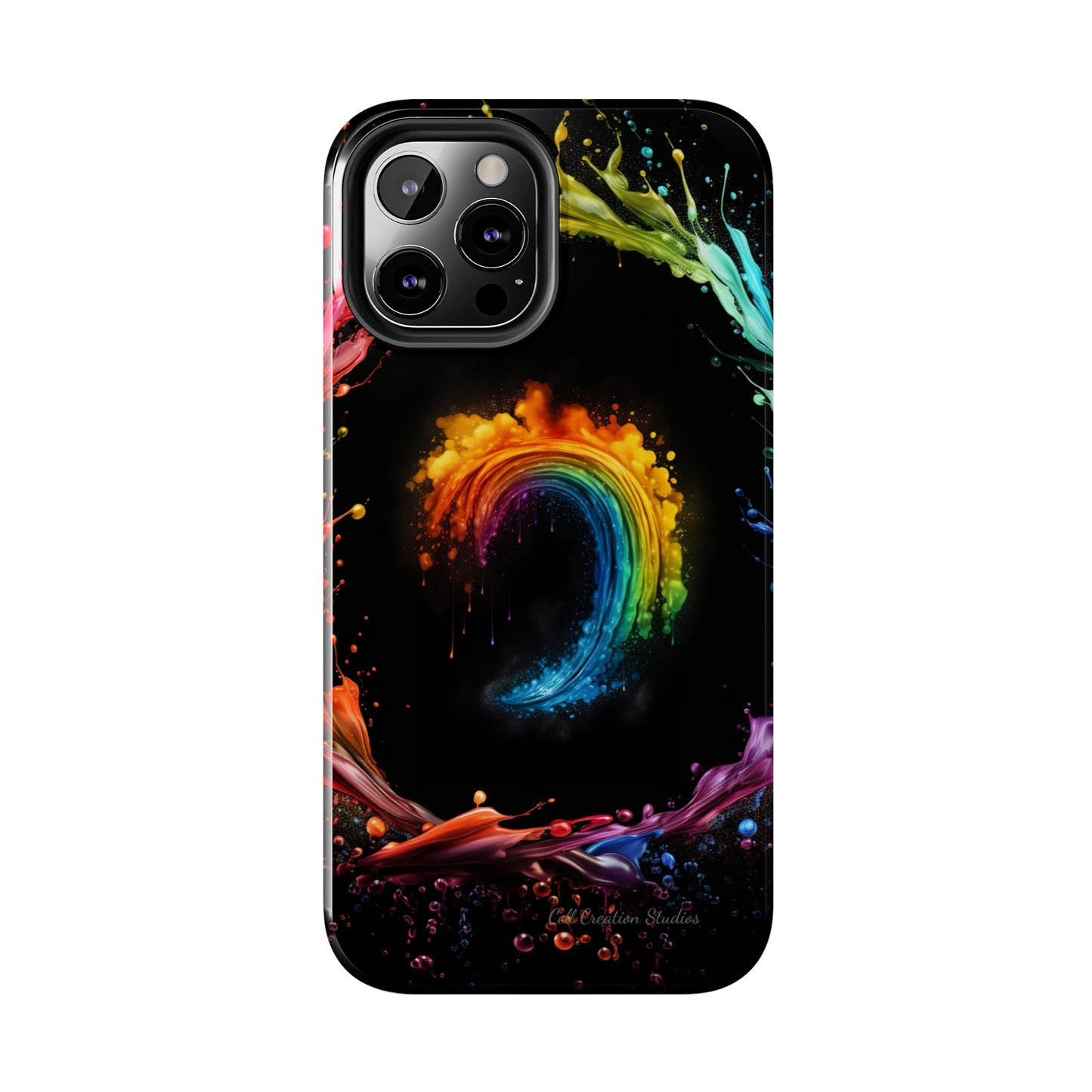 "Vibrant Swirls Painted on Black" Cell Phone Case -Tough Phone Cases