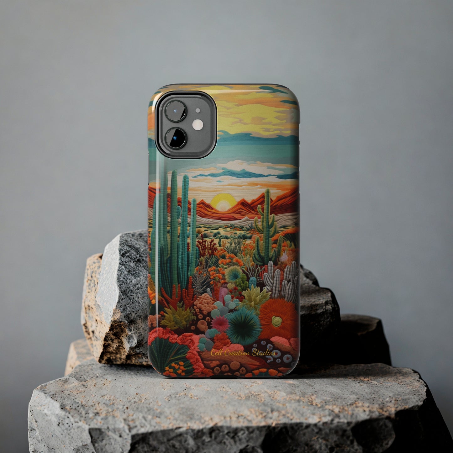 "Desert Bloom Embroidery" -Tough iPhone Cases