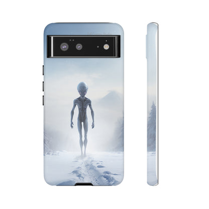 Introducing the "Frosty Extraterrestrial" Cell Phone Case – Embrace Alien Intrigue Amidst the Snowscape -Tough Cases