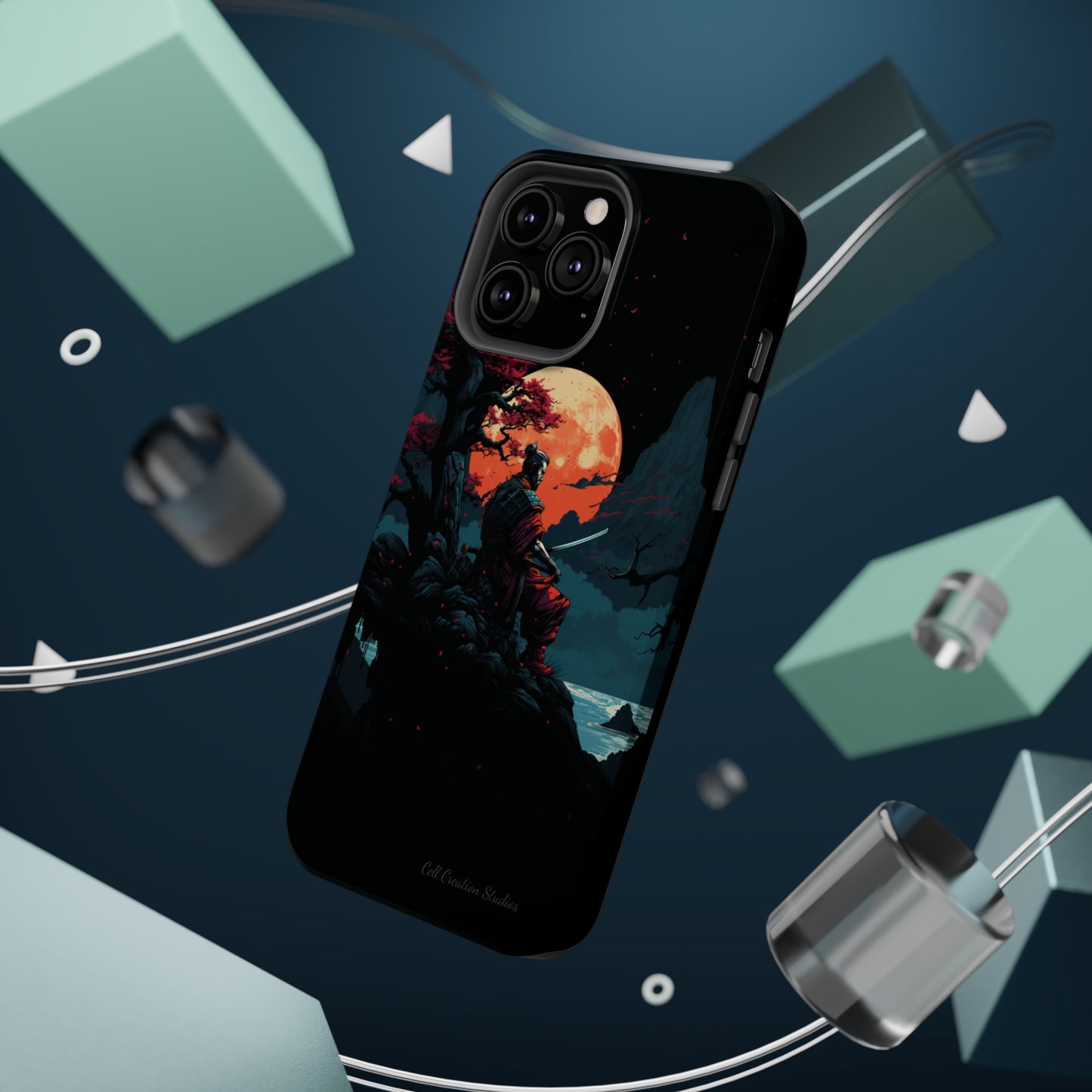 Introducing the "Moonlit Samurai Serenity" Cell Phone Case – Embrace Elegance and Strength -MagSafe Tough Cases