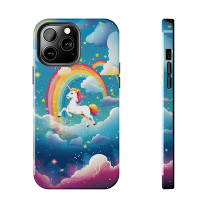 Introducing the "Rainbow Soar" Cell Phone Case – Embark on a Whimsical Journey with a Flying Unicorn -Tough Phone Cases