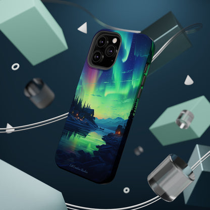 Introducing the "Northern Lights Haven" Cell Phone Case – Experience the Enchantment of Aurora Borealis and Charming Townscape -MagSafe Tough Cases