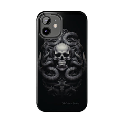 Introducing the "Monochrome Skull and Snakes" Cell Phone Case – A Bold Statement -Tough Phone Cases