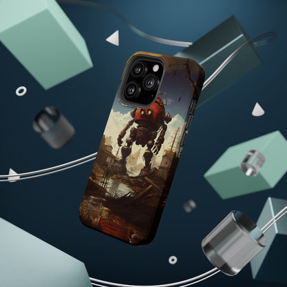 Introducing the "Urban Encounter" Cell Phone Case – Witness the Epic Convergence of Man and Giant Robot -MagSafe Tough Cases