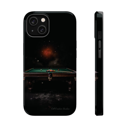 "Rack 'Em Up in Style: Pool Table-Themed Phone Case with Space Background" -MagSafe Tough Cases