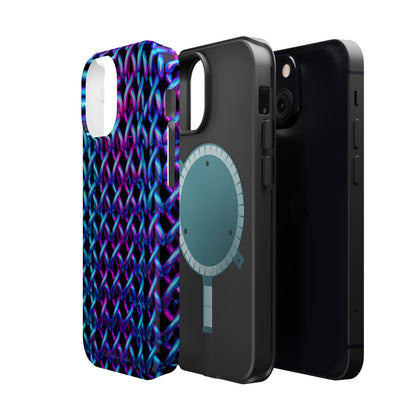 Introducing the "Neon Chainlink Glow" Cell Phone Case – Illuminate Your Style with Vibrant Chain Pattern Design -MagSafe Tough Cases