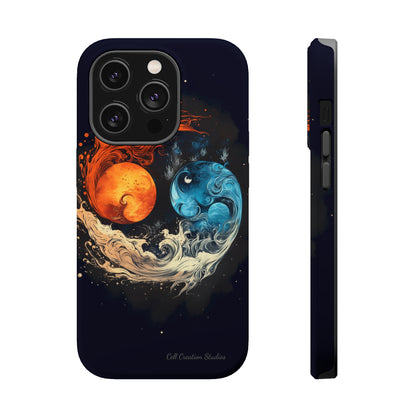 "Harmony in Contrast: Orange and Blue Yin and Yang Phone Case" -MagSafe Tough Cases