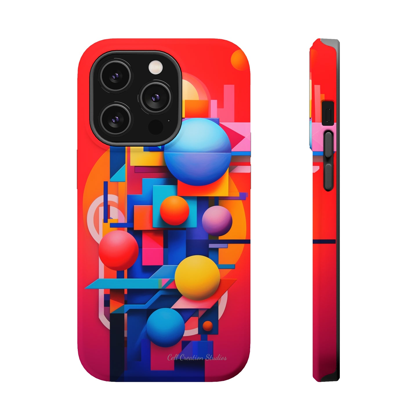 The "Geometric Red Background" Cell Phone Case- Upgrade Your Phone's Aesthetics -MagSafe Tough Cases