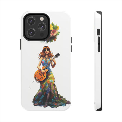 Introducing the "Hippie Chick Groove" Cell Phone Case – Retro Vibes and Musical Delight -Tough Phone Cases