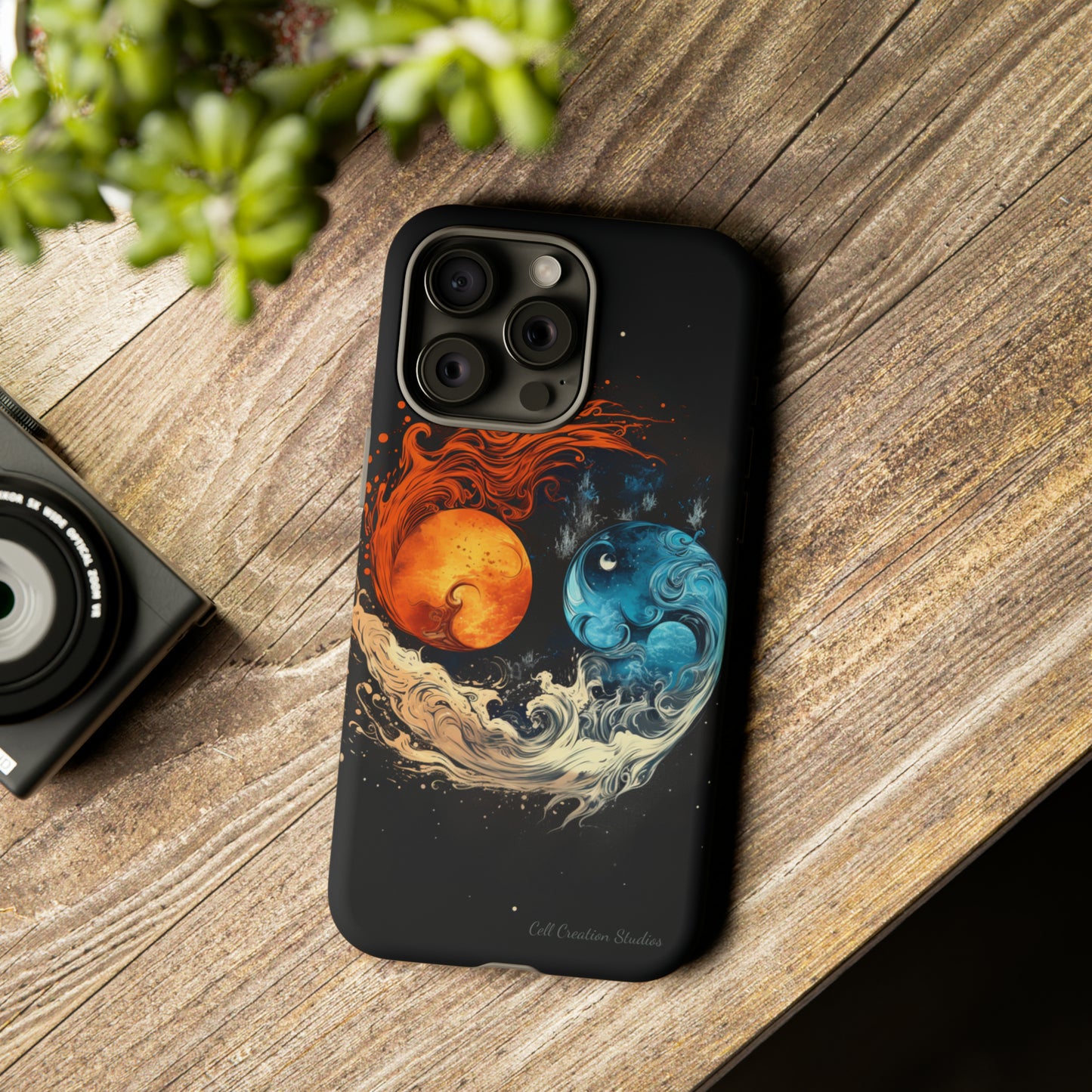 "Harmony in Contrast: Orange and Blue Yin and Yang" Phone Case -Tough Cases