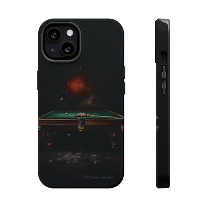 "Rack 'Em Up in Style: Pool Table-Themed Phone Case with Space Background" -MagSafe Tough Cases