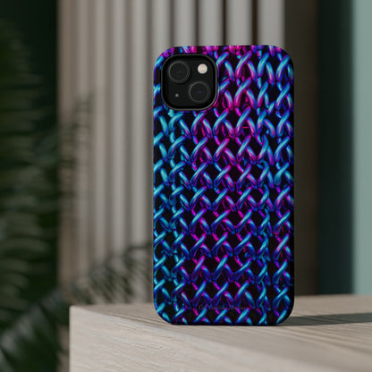 Introducing the "Neon Chainlink Glow" Cell Phone Case – Illuminate Your Style with Vibrant Chain Pattern Design -MagSafe Tough Cases