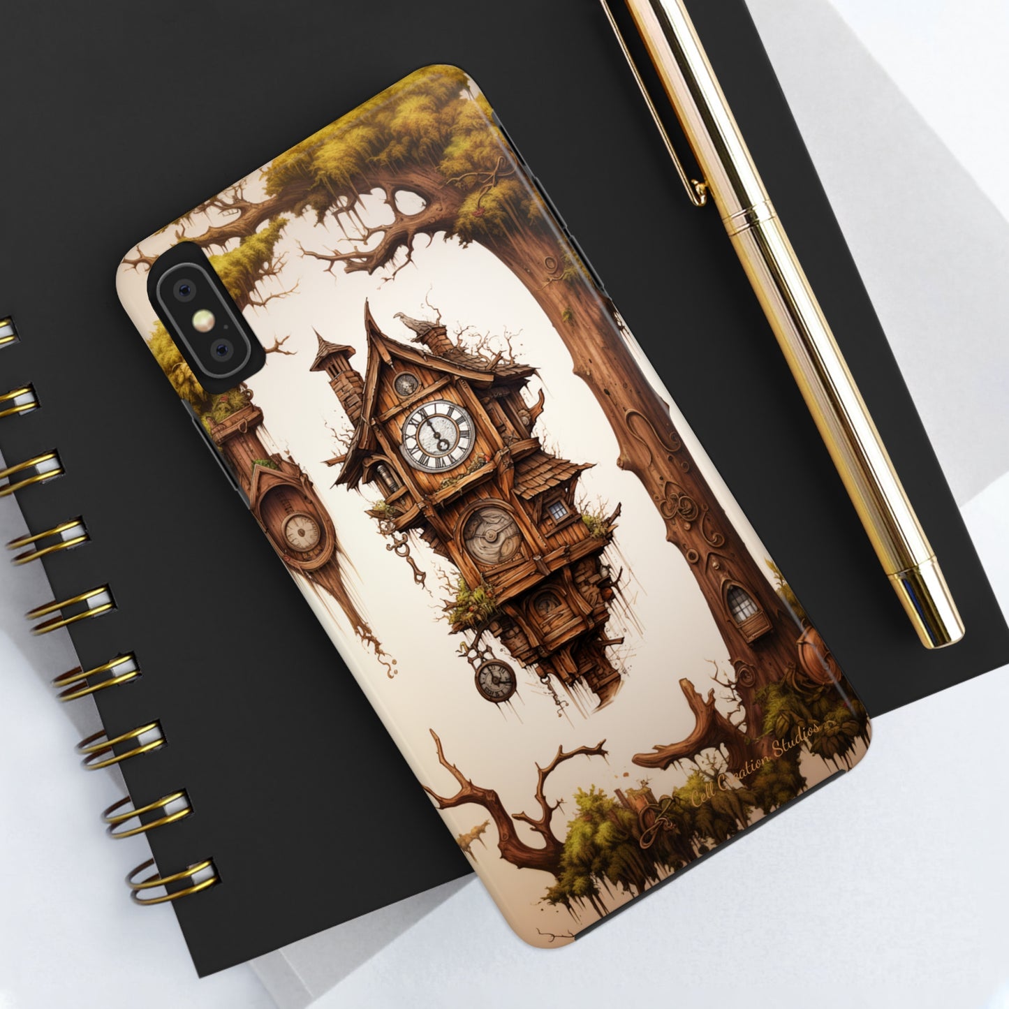 Introducing the "Mystical Wooden Clock" Cell Phone Case – Embrace Enchantment and Timeless Beauty -Tough Phone Cases