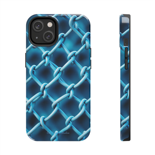 Introducing the "Elegant Chainlink" Cell Phone Case – Embrace Contemporary Style with Blue Chain Link Design -Tough Phone Cases