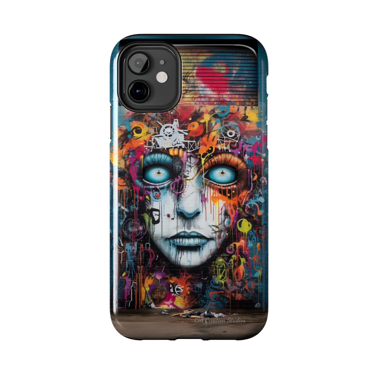 Elevate Your Style with our "Graffiti Face Concrete Wall" Phone Case -Tough Phone Cases