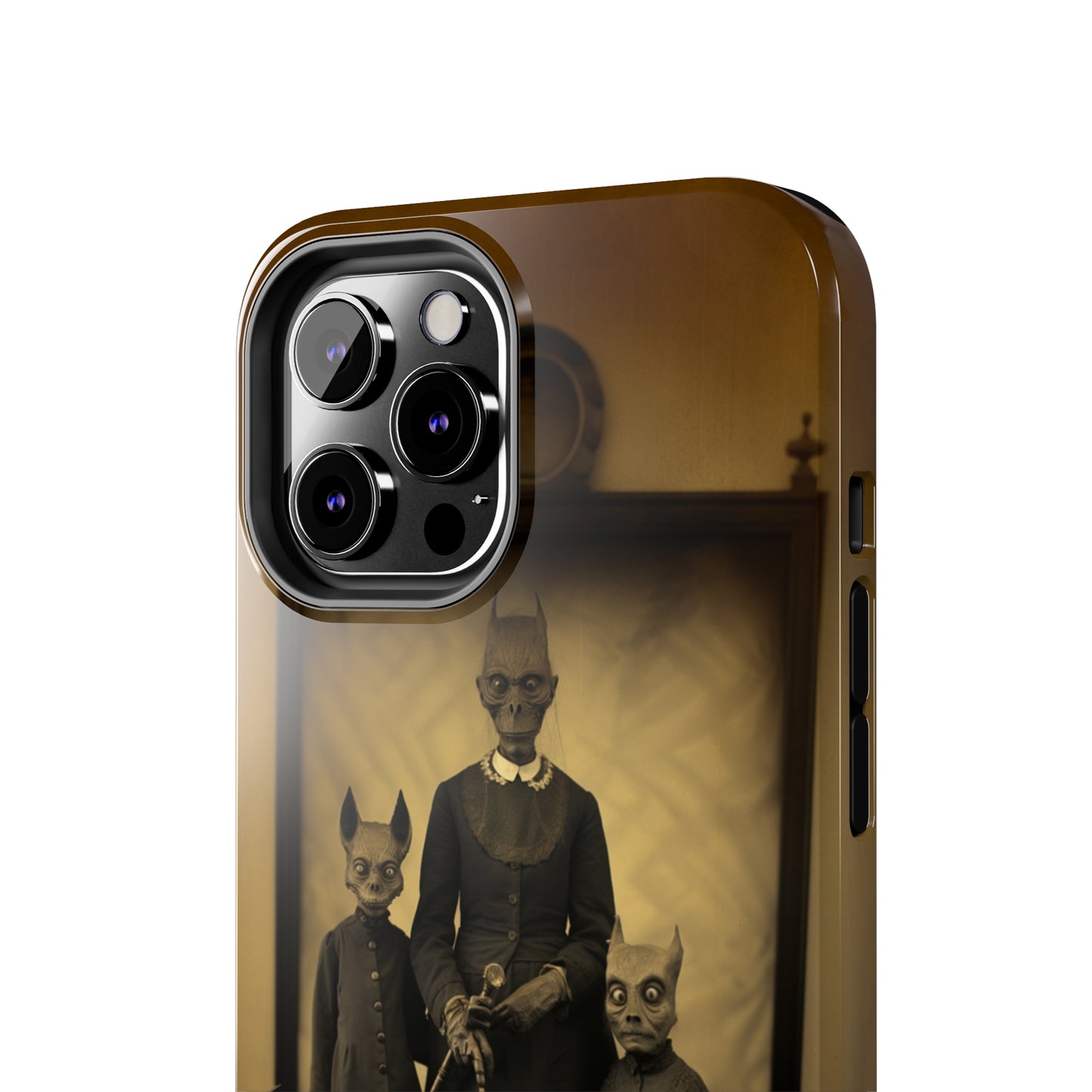 Introducing the "Vintage Odd Creatures" Cell Phone Case – Step into the Eerie Charm of a Haunting Family Portrait -Tough Phone Cases