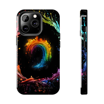 "Vibrant Swirls Painted on Black" Cell Phone Case -Tough Phone Cases