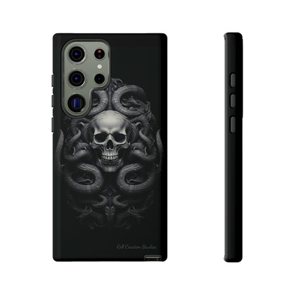 Introducing the "Monochrome Skull and Snakes" Cell Phone Case – A Bold Statement in Black and White -Tough Cases