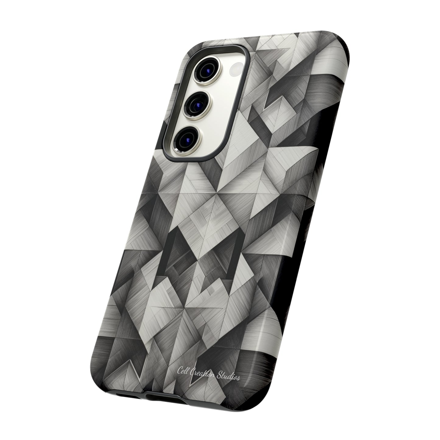 The "Black and White Geometric Pattern" Cell Phone Case- Elevate Your Phone's Style -Tough Cases