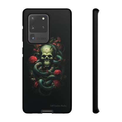 Introducing the "Serpentine Elegance" Cell Phone Case: Where Skulls and Snakes Intertwine -Tough Cases