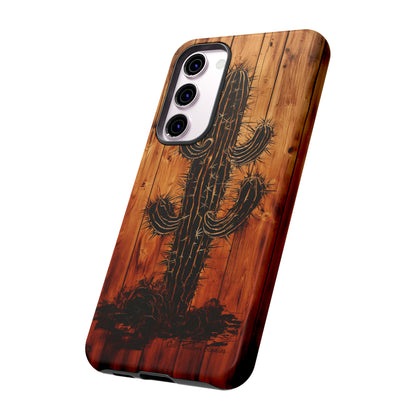 "Desert Vibes Cactus Burnt Wood Design" Phone Case -Tough Cases