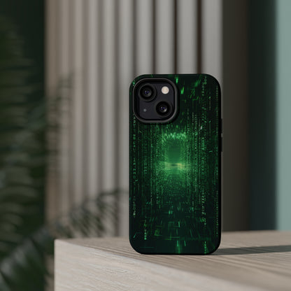 Introducing our "Digital Code Stream" Cell Phone Case – where style meets technology for your device's protection -MagSafe Tough Cases