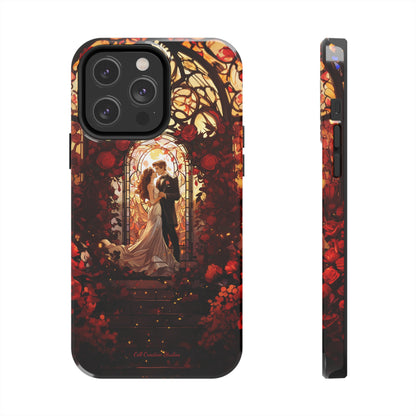 Introducing the "Stained Glass Love" Cell Phone Case – Capture the Romance of a Couple in Front of a Stained Glass Window -Tough Phone Cases