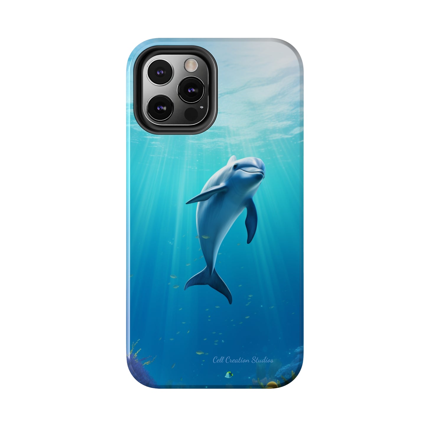 Introducing the "Dolphin Serenity" Cell Phone Case – Dive into Tranquility with a Graceful Dolphin -Tough Phone Cases