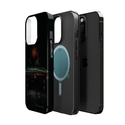 "Rack 'Em Up in Style: Pool Table-Themed Phone Case with Space Background" -MagSafe Tough Cases