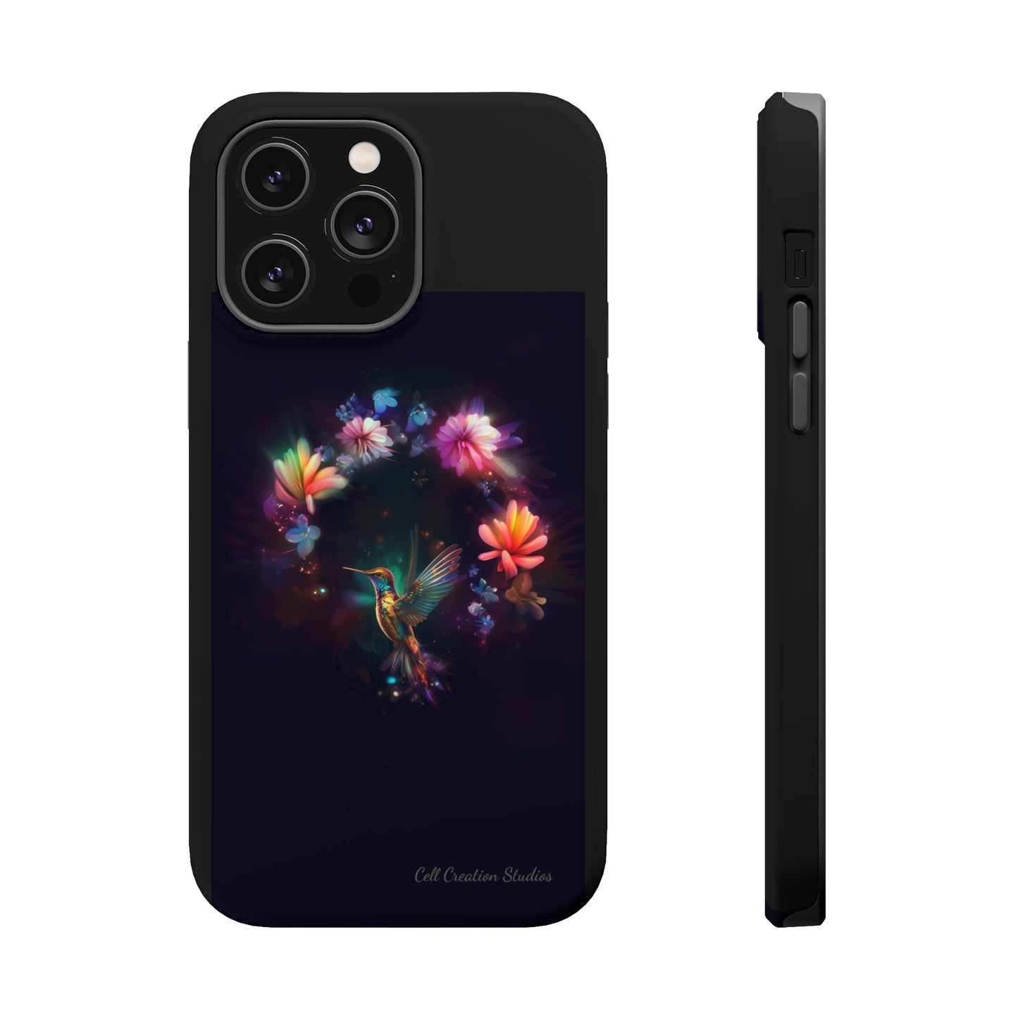 Introducing the "Floral Harmony Hummingbird" Cell Phone Case – Where Elegance Meets Nature -MagSafe Tough Cases