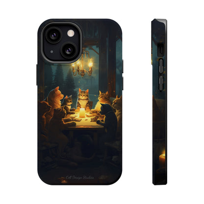 Introducing the "Paws & Whiskers Soirée" Cell Phone Case – A Feast of Friendship Under the Stars! -MagSafe Tough Cases