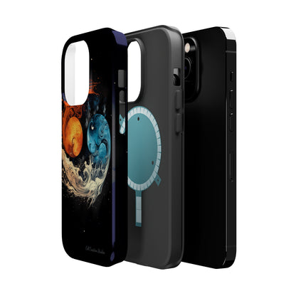 "Harmony in Contrast: Orange and Blue Yin and Yang Phone Case" -MagSafe Tough Cases