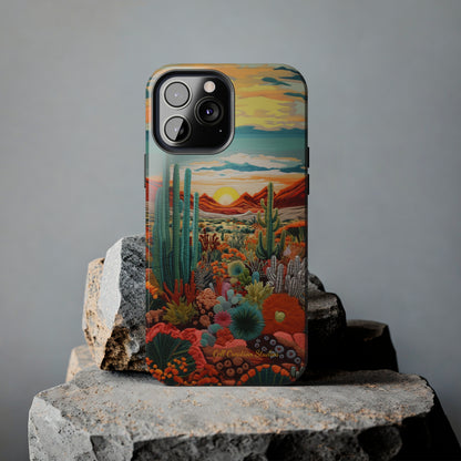 "Desert Bloom Embroidery" -Tough iPhone Cases