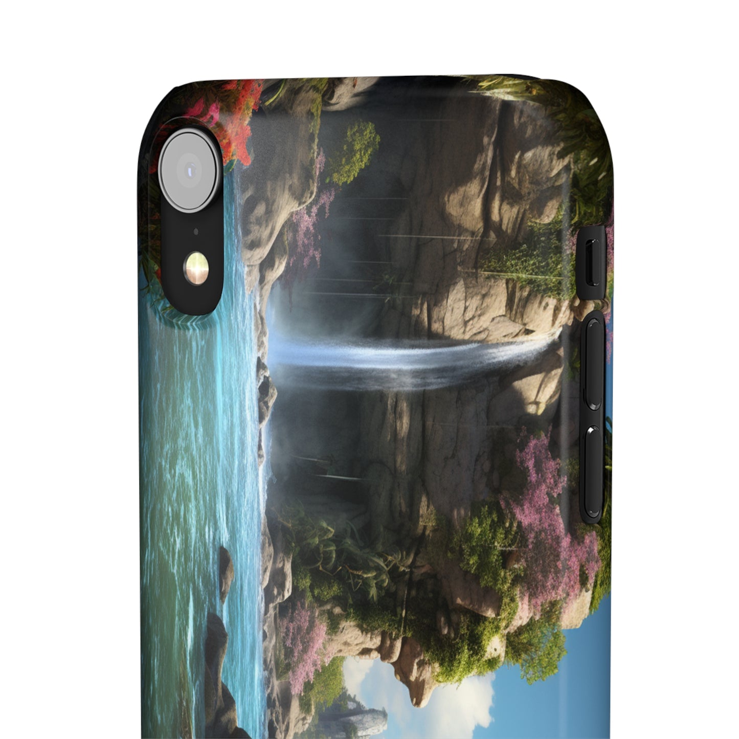 Introducing the "Nature's Cascade" Cell Phone Case – Capture Majestic Beauty with Rock Cliffs and Waterfall! -Snap Cases