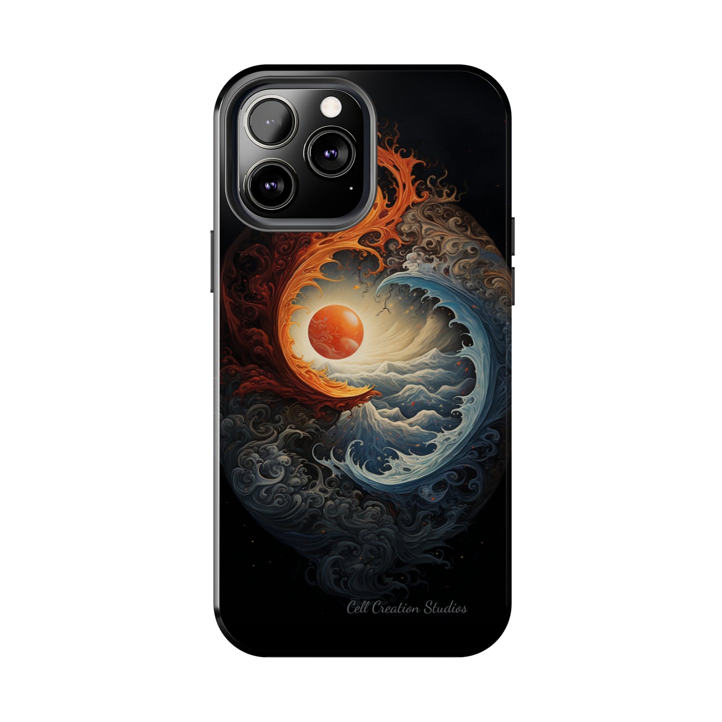 "Dual Elements Clash: Fire and Water Abstract" Phone Case -Tough Phone Cases