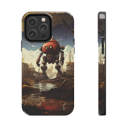 Introducing the "Urban Encounter" Cell Phone Case – Witness the Epic Convergence of Man and Giant Robot -Tough Phone Cases