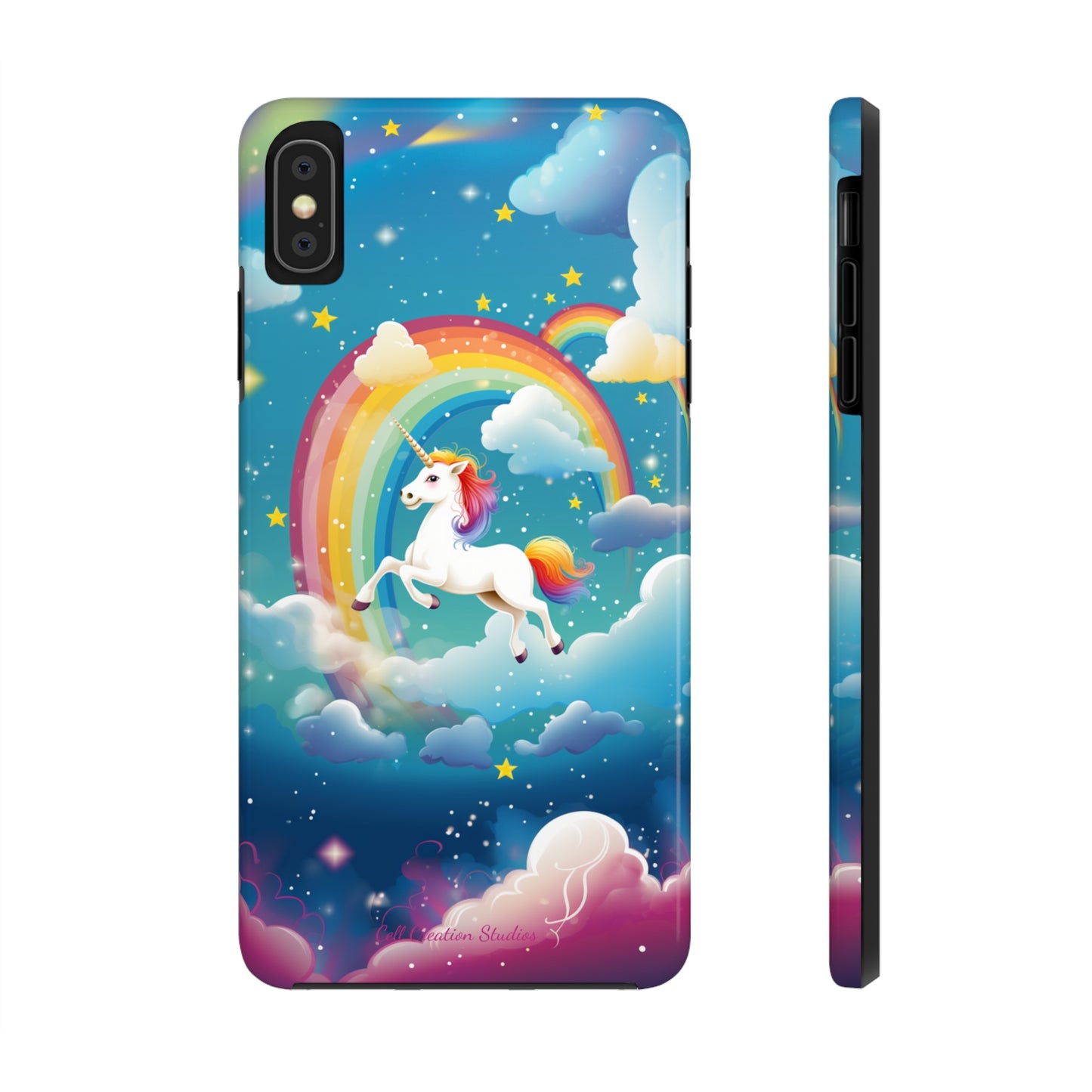 Introducing the "Rainbow Soar" Cell Phone Case – Embark on a Whimsical Journey with a Flying Unicorn -Tough Phone Cases