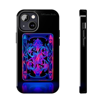 Introducing the "Neon Ace of Hearts" Cell Phone Case – Elevate Your Style with a Dazzling Card -Tough Phone Cases