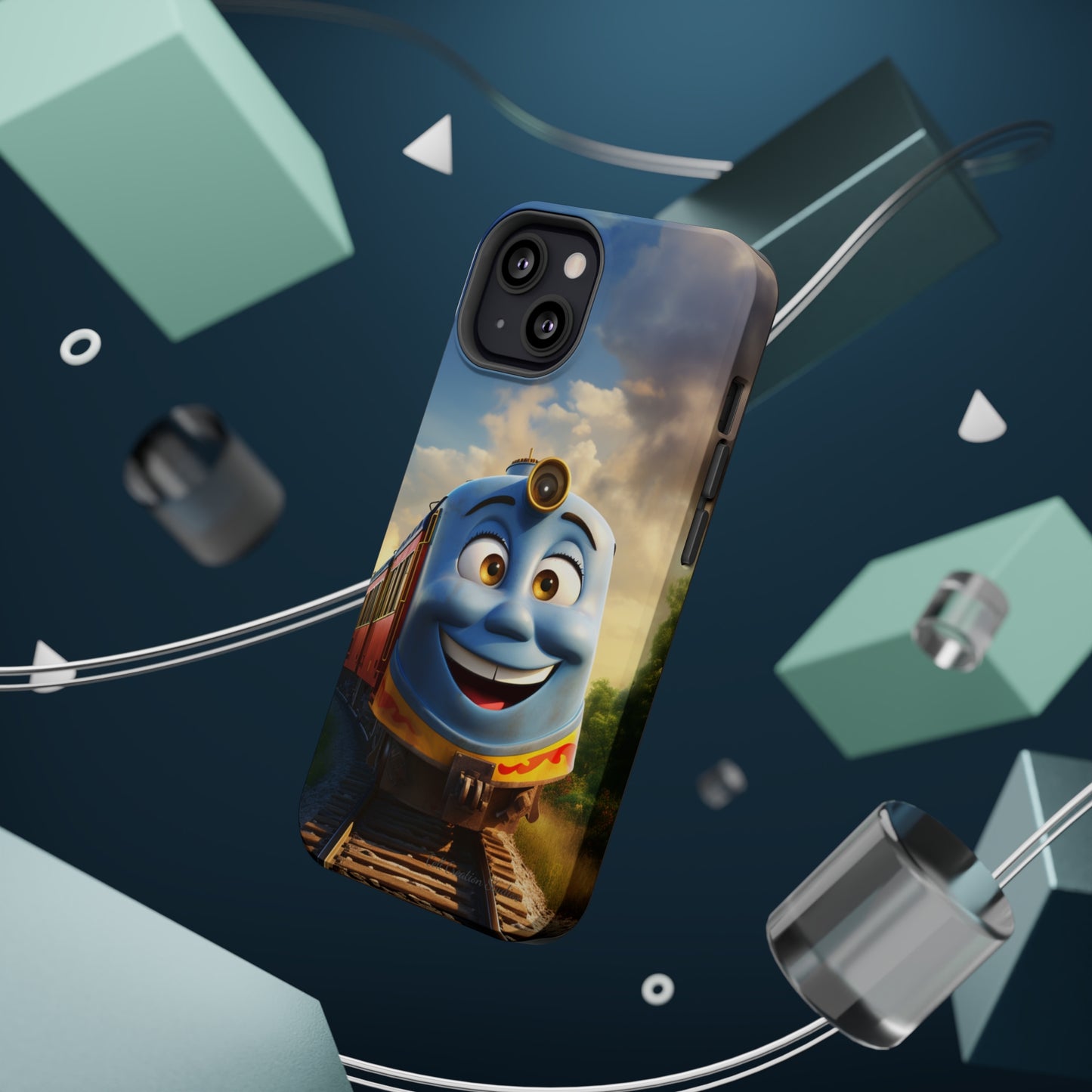 The "Smiling Blue Train" Phone Case -MagSafe Tough Cases