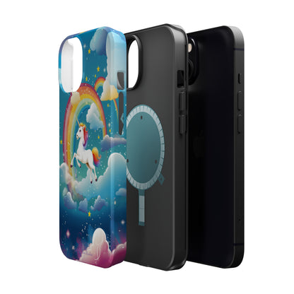 Introducing the "Rainbow Soar" Cell Phone Case – Embark on a Whimsical Journey with a Flying Unicorn -MagSafe Tough Cases