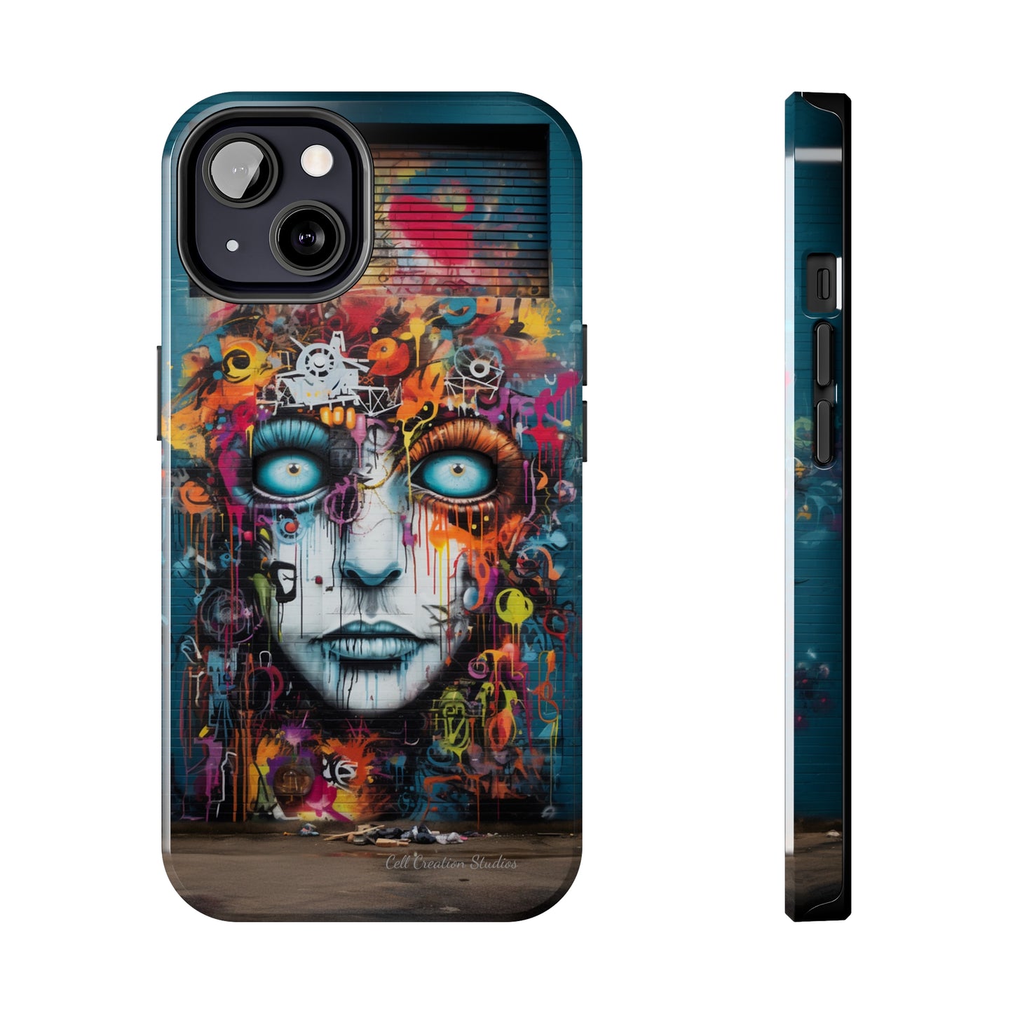 Elevate Your Style with our "Graffiti Face Concrete Wall" Phone Case -Tough Phone Cases