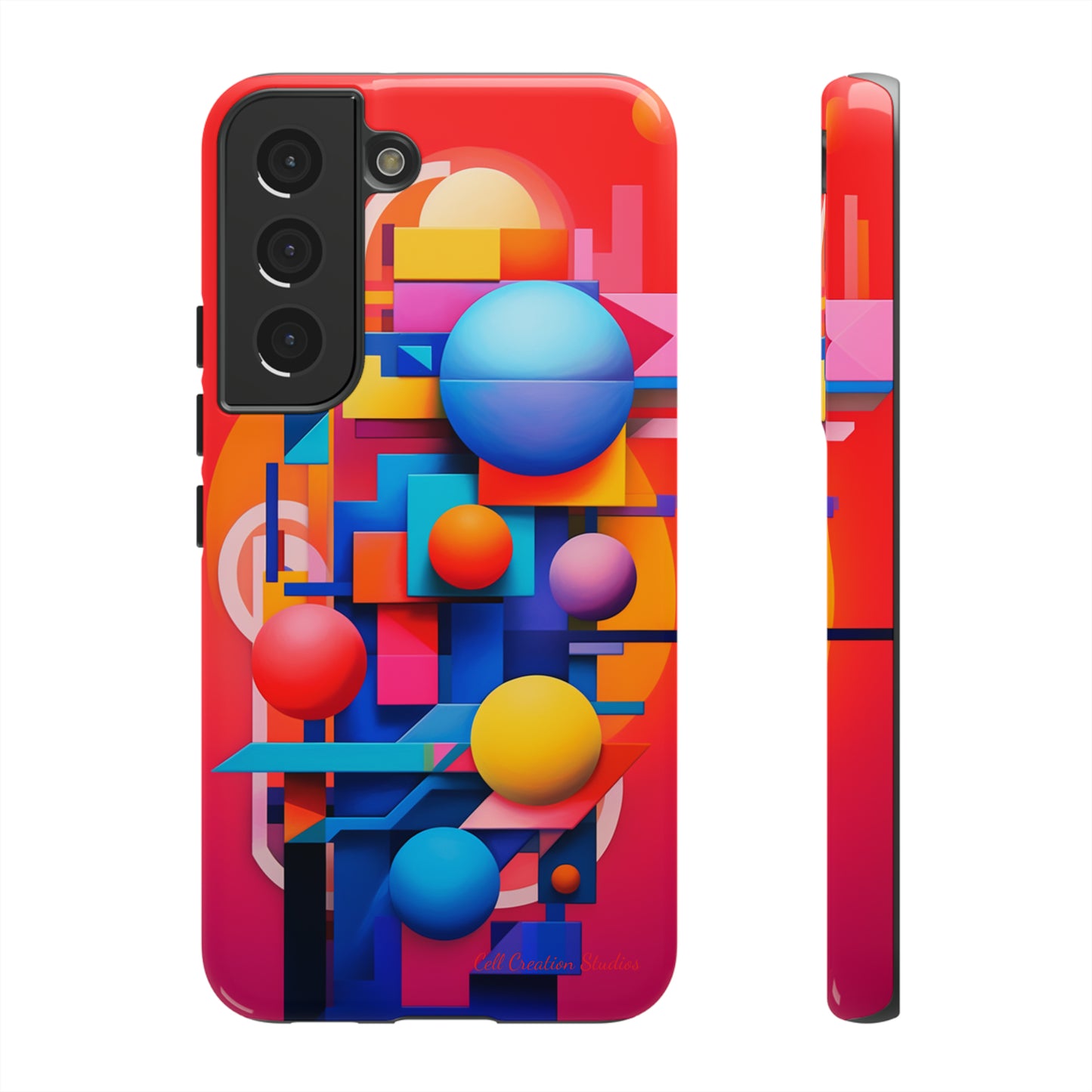 The "Geometric Red Background" Cell Phone Case- Upgrade Your Phone's Aesthetics -Tough Cases