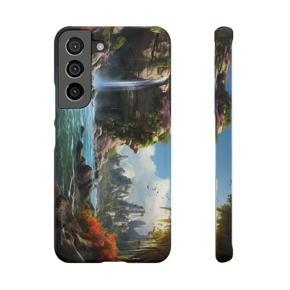 Introducing the "Nature's Cascade" Cell Phone Case – Capture Majestic Beauty with Rock Cliffs and Waterfall! -Snap Cases