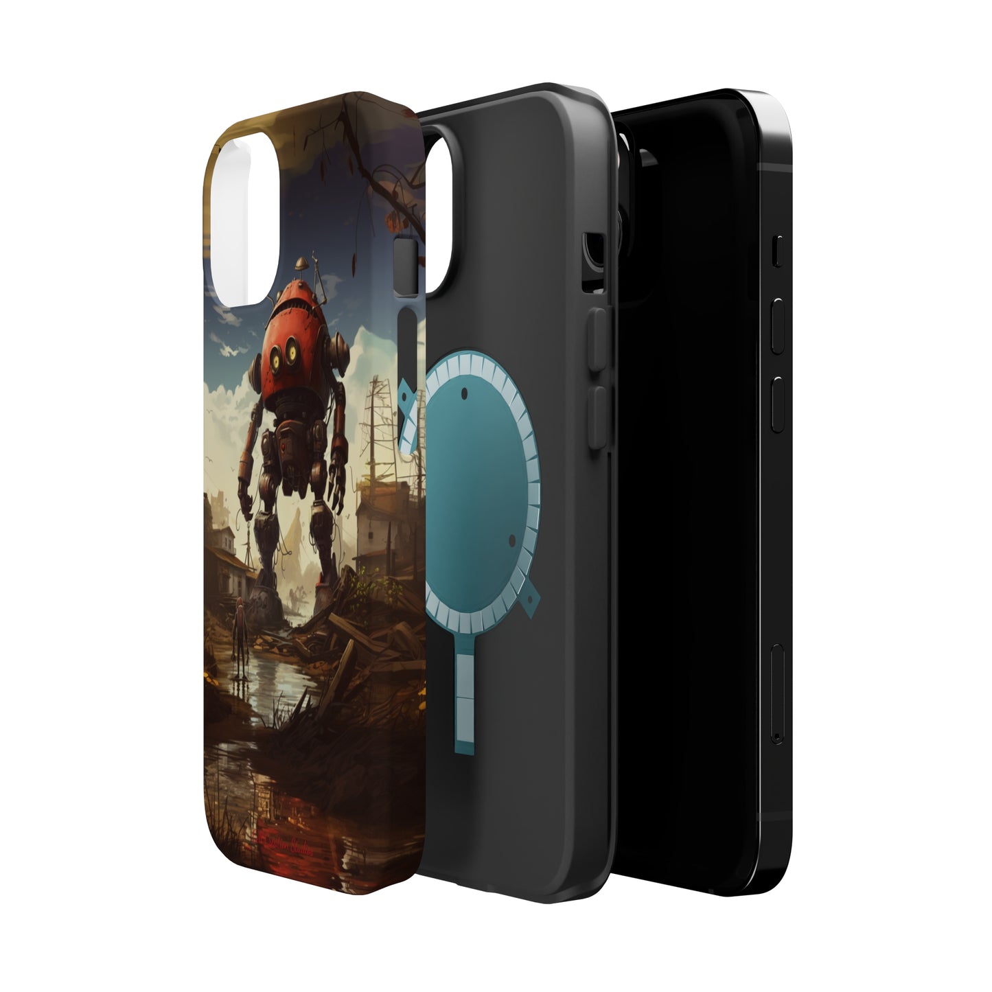 Introducing the "Urban Encounter" Cell Phone Case – Witness the Epic Convergence of Man and Giant Robot -MagSafe Tough Cases